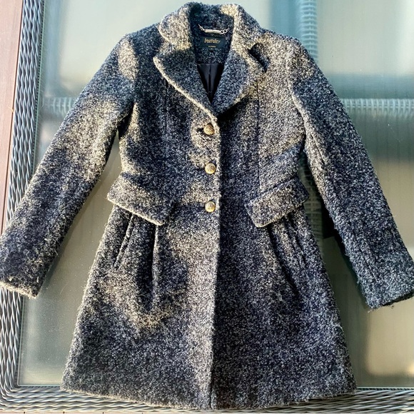 ❤️Laundry by Shelli Segal ❤️ 2. Grey Bouclè Coat w/ Brass buttons, flared style - Picture 13 of 16